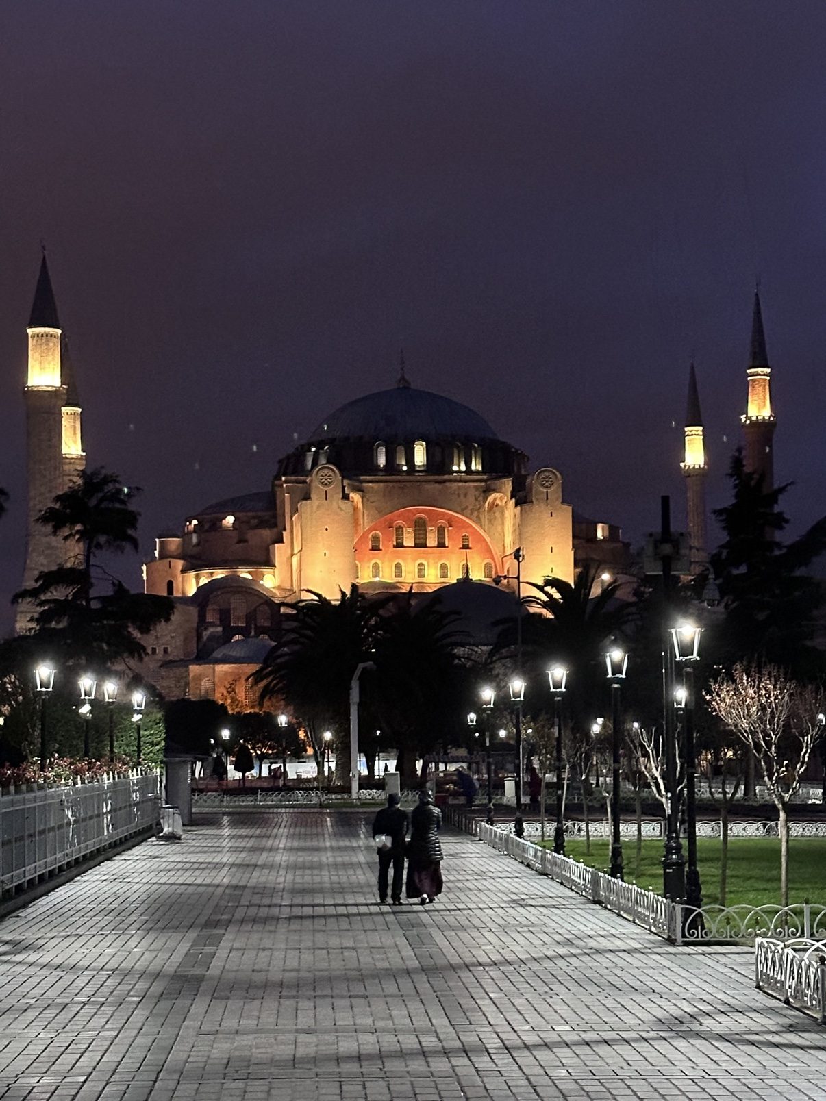 The Hagia Sophia in Istanbul illuminated at night